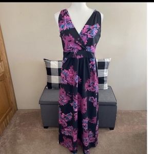 Garnet Hill Black and Pink Floral Dress
